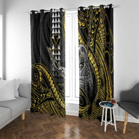 Hawaii King Kamehameha The Great Window Curtain Gold Tribal Tattoo LT05 With Grommets Gold - Polynesian Pride