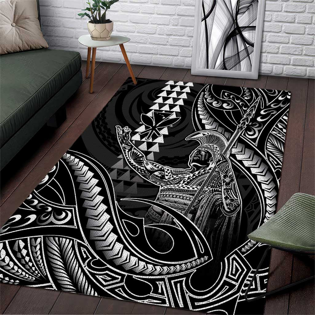 Hawaii King Kamehameha The Great Area Rug Black Tribal Tattoo LT05 Black - Polynesian Pride