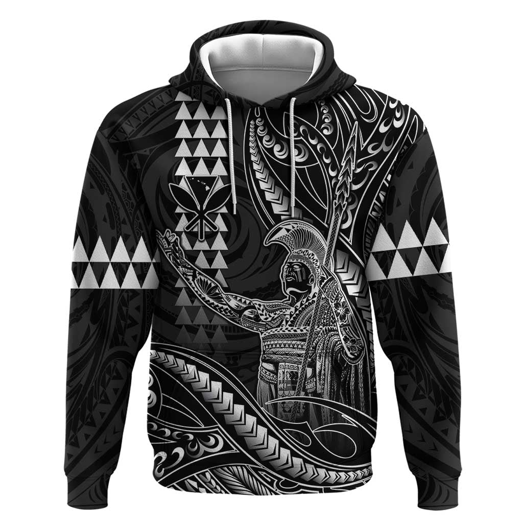 Hawaii King Kamehameha The Great Hoodie Black Tribal Tattoo LT05 Pullover Hoodie Black - Polynesian Pride