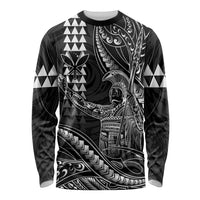 Hawaii King Kamehameha The Great Long Sleeve Shirt Black Tribal Tattoo LT05 Unisex Black - Polynesian Pride