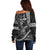 Hawaii King Kamehameha The Great Off Shoulder Sweater Black Tribal Tattoo