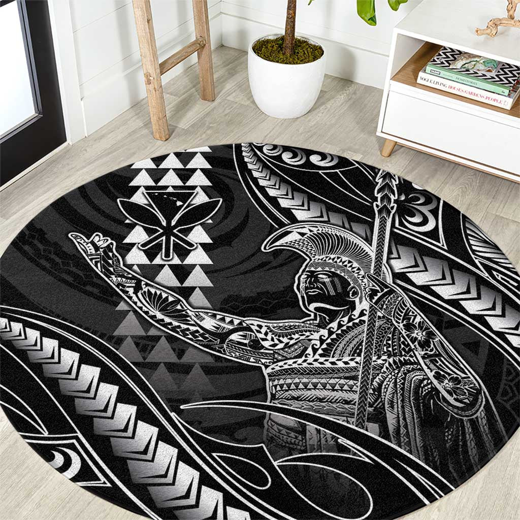 Hawaii King Kamehameha The Great Round Carpet Black Tribal Tattoo LT05 Black - Polynesian Pride