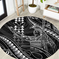 Hawaii King Kamehameha The Great Round Carpet Black Tribal Tattoo LT05 Black - Polynesian Pride