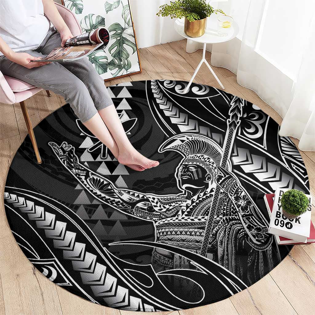 Hawaii King Kamehameha The Great Round Carpet Black Tribal Tattoo LT05 - Polynesian Pride