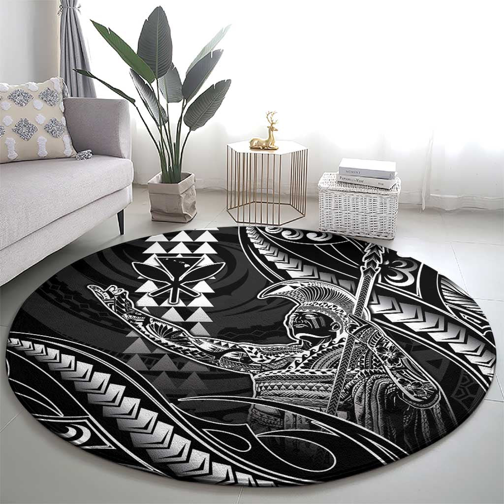 Hawaii King Kamehameha The Great Round Carpet Black Tribal Tattoo LT05 - Polynesian Pride