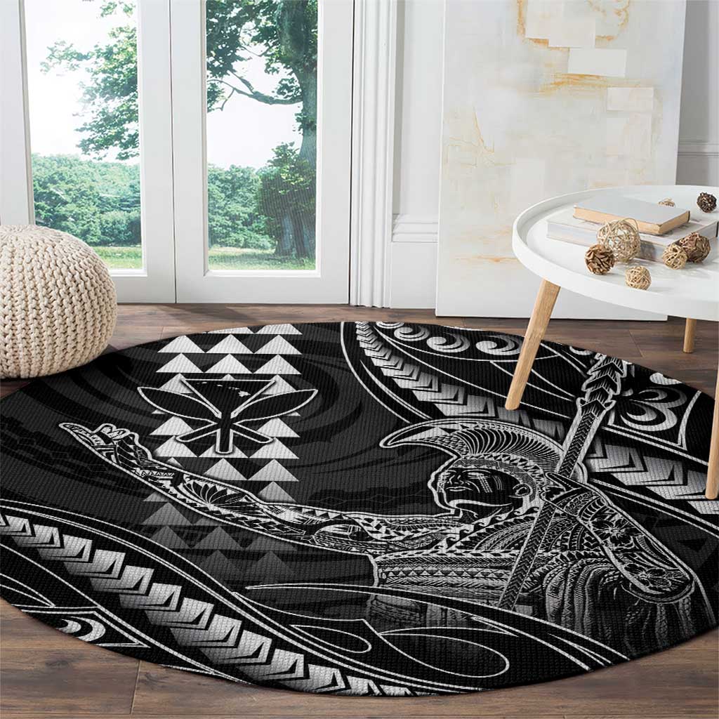 Hawaii King Kamehameha The Great Round Carpet Black Tribal Tattoo LT05 - Polynesian Pride