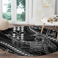 Hawaii King Kamehameha The Great Round Carpet Black Tribal Tattoo LT05 - Polynesian Pride