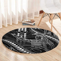 Hawaii King Kamehameha The Great Round Carpet Black Tribal Tattoo LT05 - Polynesian Pride