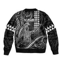 Hawaii King Kamehameha The Great Sleeve Zip Bomber Jacket Black Tribal Tattoo LT05 - Polynesian Pride