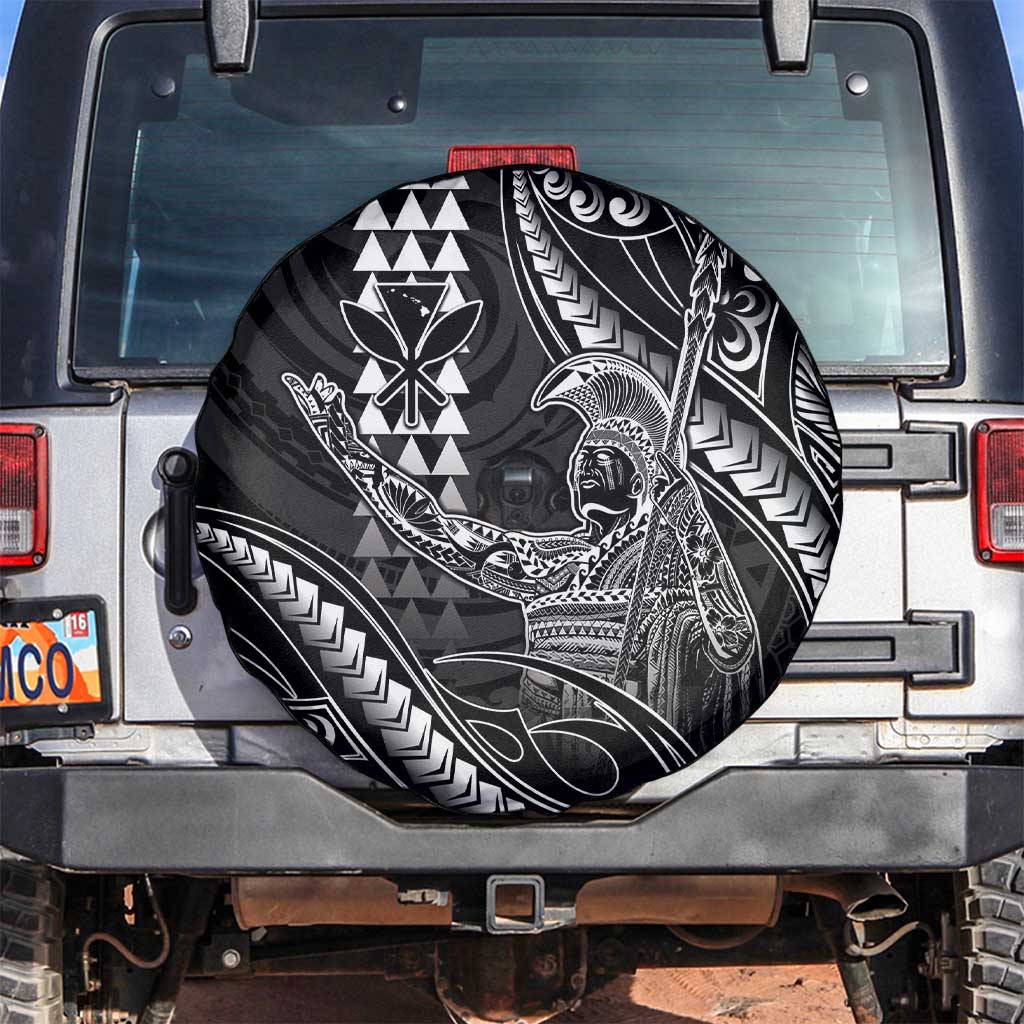 Hawaii King Kamehameha The Great Spare Tire Cover Black Tribal Tattoo LT05 Black - Polynesian Pride