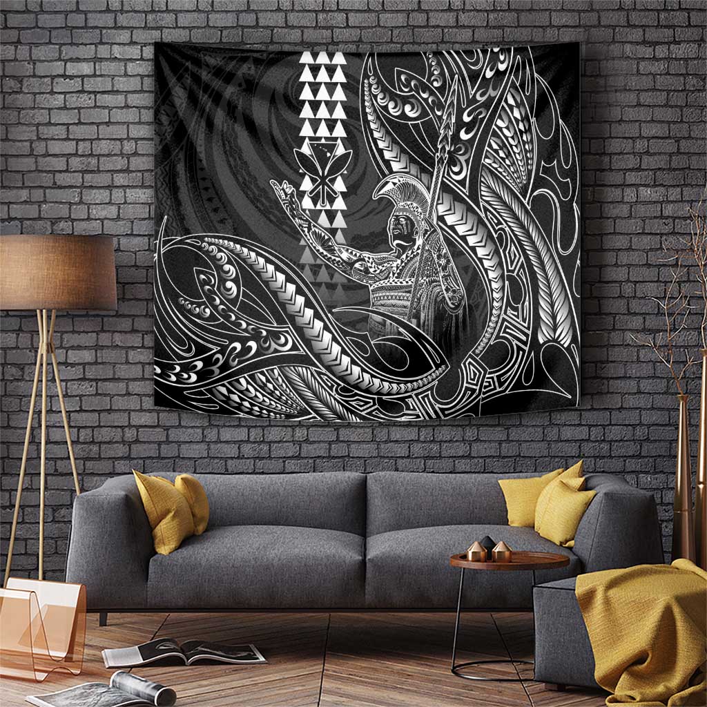 Hawaii King Kamehameha The Great Tapestry Black Tribal Tattoo LT05 Black - Polynesian Pride