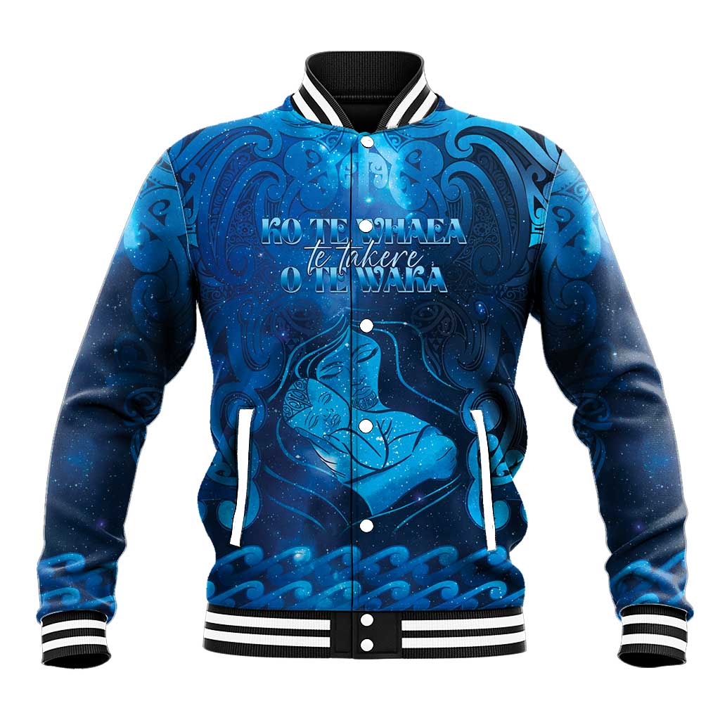 Personalised New Zealand Mother's Day Baseball Jacket Ko Te Whaea Te Takere O Te Waka LT05 Unisex Blue - Polynesian Pride