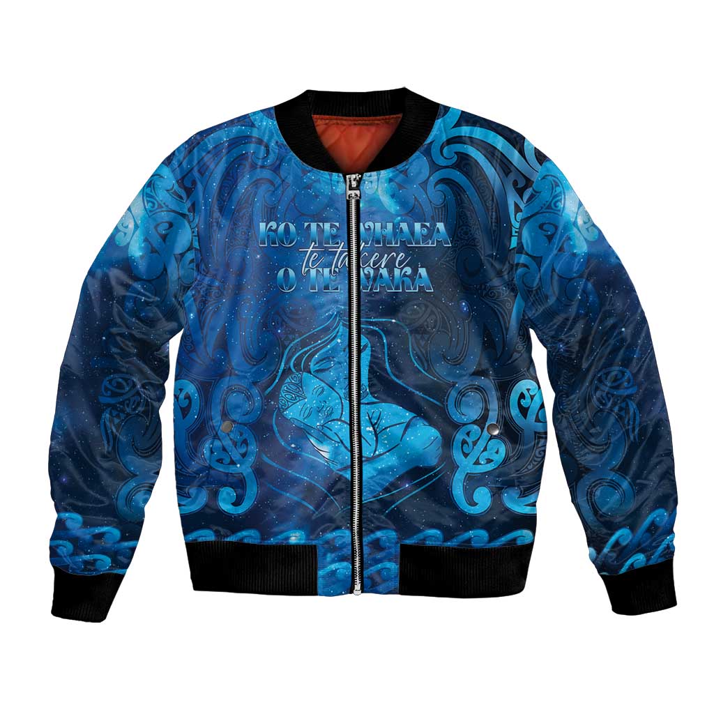 Personalised New Zealand Mother's Day Bomber Jacket Ko Te Whaea Te Takere O Te Waka LT05 Unisex Blue - Polynesian Pride