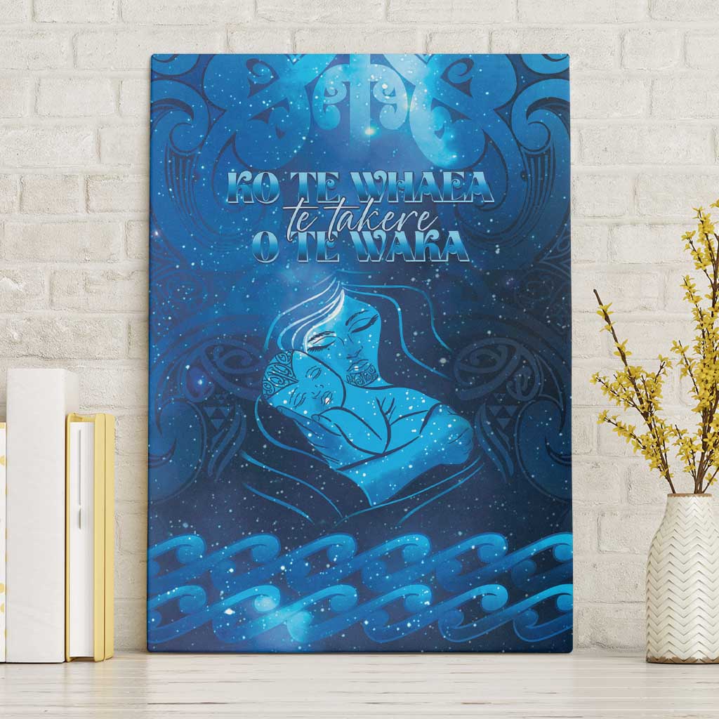 New Zealand Mother's Day Canvas Wall Art Ko Te Whaea Te Takere O Te Waka LT05 Without Frame Blue - Polynesian Pride