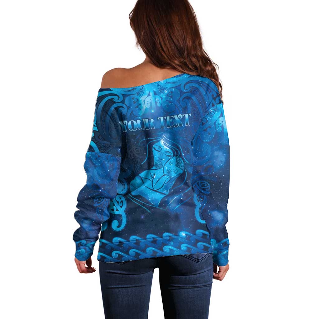 Personalised New Zealand Mother's Day Off Shoulder Sweater Ko Te Whaea Te Takere O Te Waka LT05 - Polynesian Pride