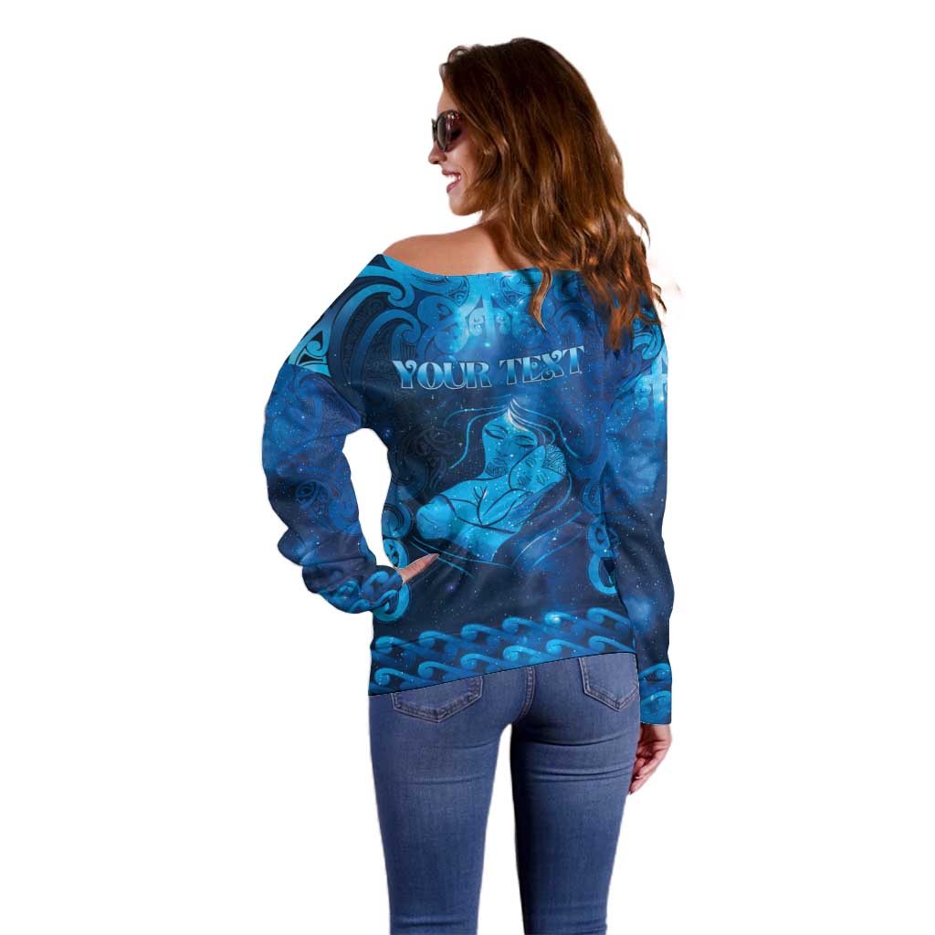 Personalised New Zealand Mother's Day Off Shoulder Sweater Ko Te Whaea Te Takere O Te Waka LT05 - Polynesian Pride
