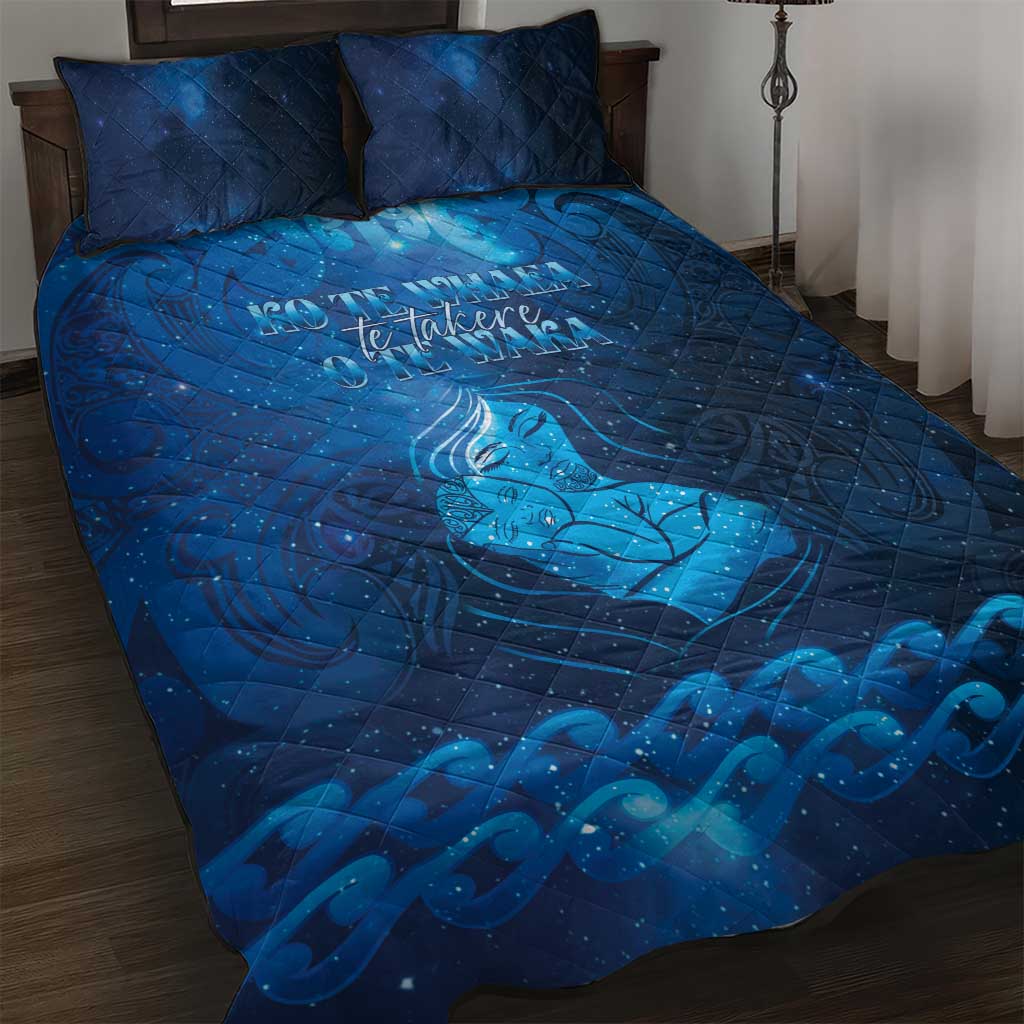 New Zealand Mother's Day Quilt Bed Set Ko Te Whaea Te Takere O Te Waka LT05 Blue - Polynesian Pride
