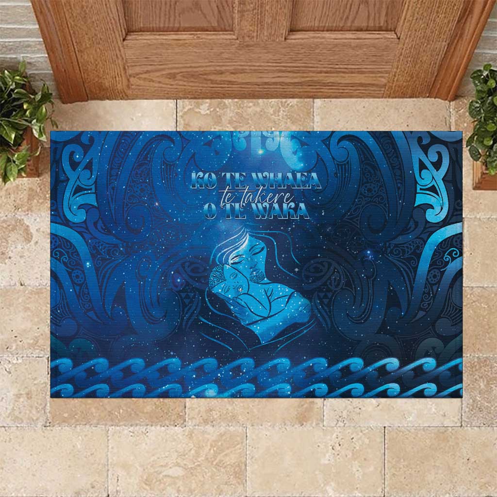 New Zealand Mother's Day Rubber Doormat Ko Te Whaea Te Takere O Te Waka LT05 Blue - Polynesian Pride