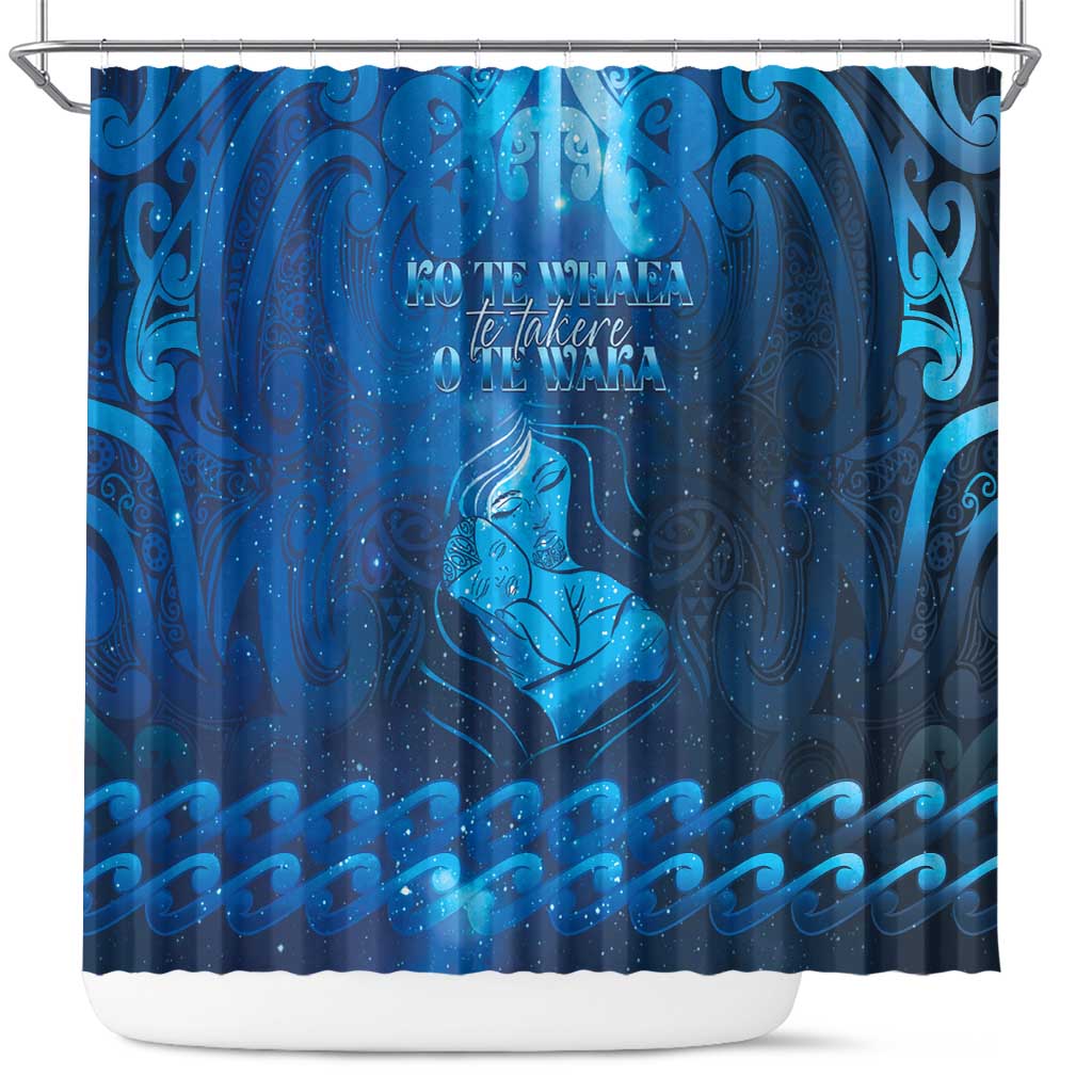 New Zealand Mother's Day Shower Curtain Ko Te Whaea Te Takere O Te Waka LT05 Blue - Polynesian Pride