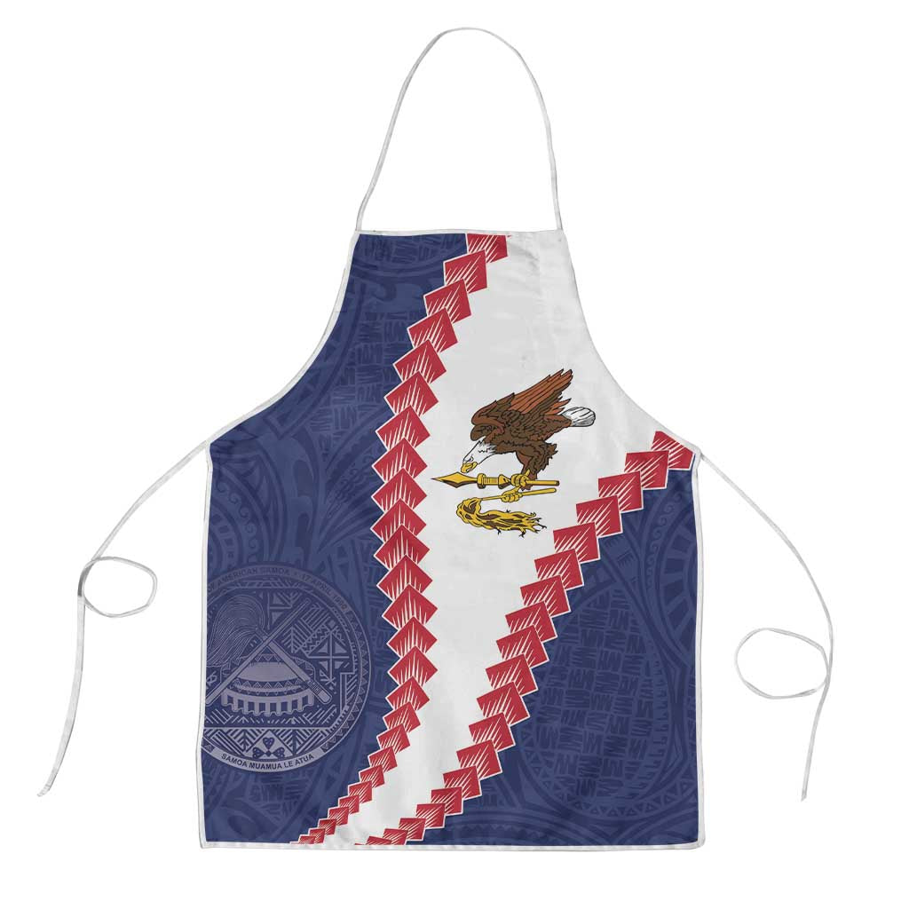 American Samoa Eagle Apron Polynesian Tribal Pattern Curve Style LT05 Blue - Polynesian Pride