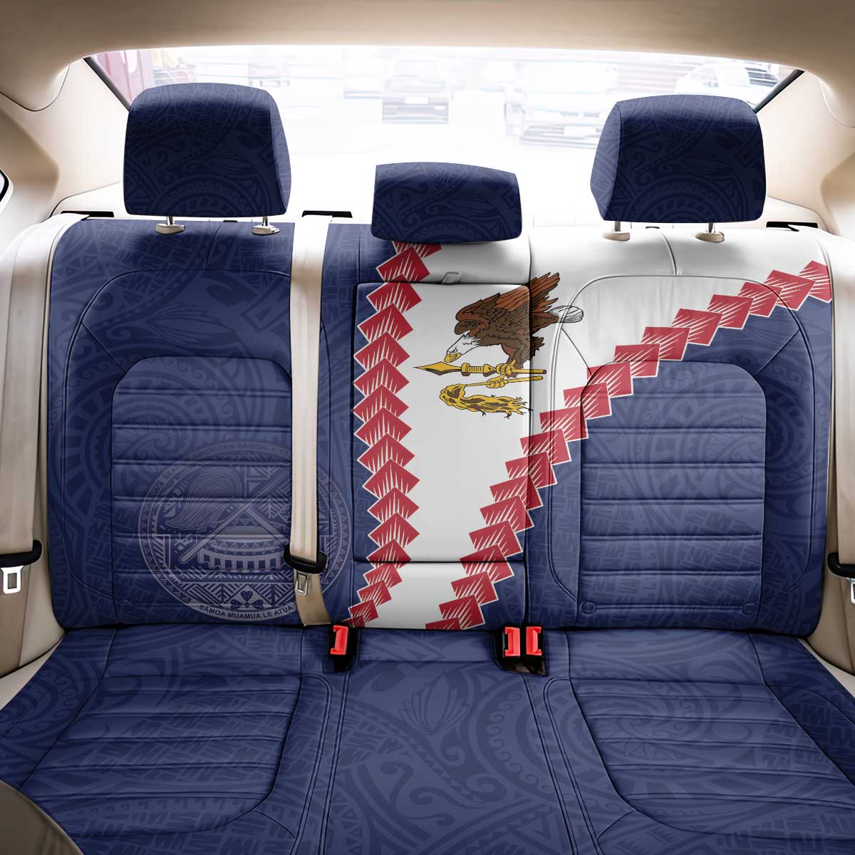 American Samoa Eagle Back Car Seat Cover Polynesian Tribal Pattern Curve Style LT05 - Polynesian Pride