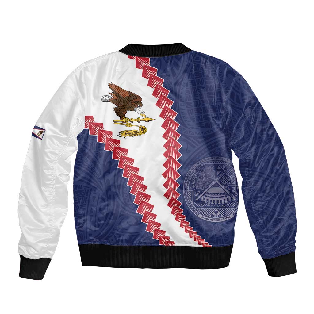 American Samoa Eagle Bomber Jacket Polynesian Tribal Pattern Curve Style LT05 - Polynesian Pride