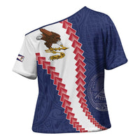 American Samoa Eagle Cross Shoulder Shirt Polynesian Tribal Pattern Curve Style LT05 - Polynesian Pride
