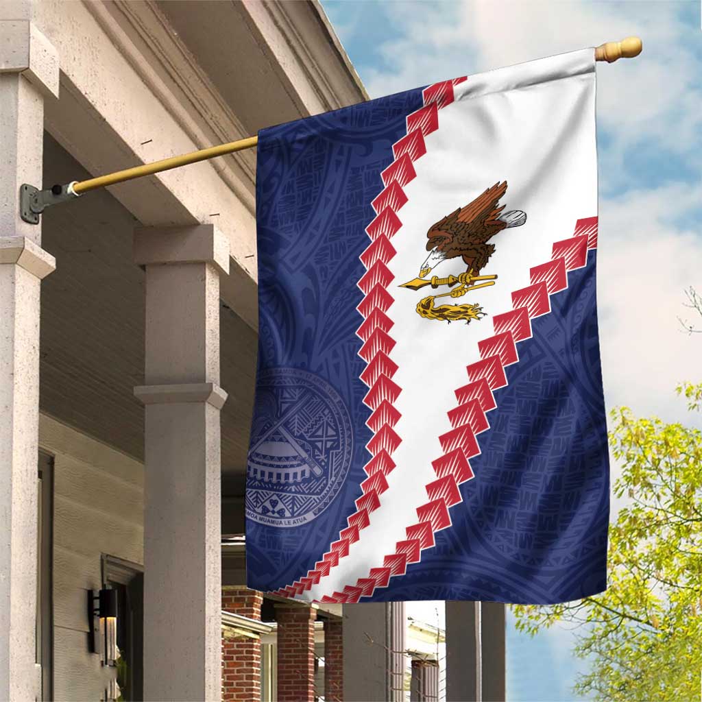 American Samoa Eagle Garden Flag Polynesian Tribal Pattern Curve Style LT05 House Flag Blue - Polynesian Pride