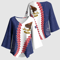 American Samoa Eagle Kimono Sleeve Blouse Polynesian Tribal Pattern Curve Style LT05 - Polynesian Pride