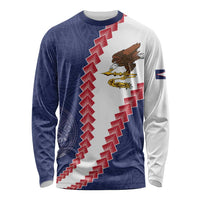 American Samoa Eagle Long Sleeve Shirt Polynesian Tribal Pattern Curve Style LT05 Unisex Blue - Polynesian Pride