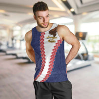 American Samoa Eagle Men Tank Top Polynesian Tribal Pattern Curve Style LT05 Blue - Polynesian Pride