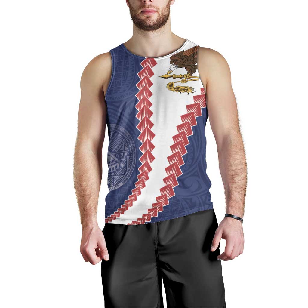 American Samoa Eagle Men Tank Top Polynesian Tribal Pattern Curve Style LT05 - Polynesian Pride