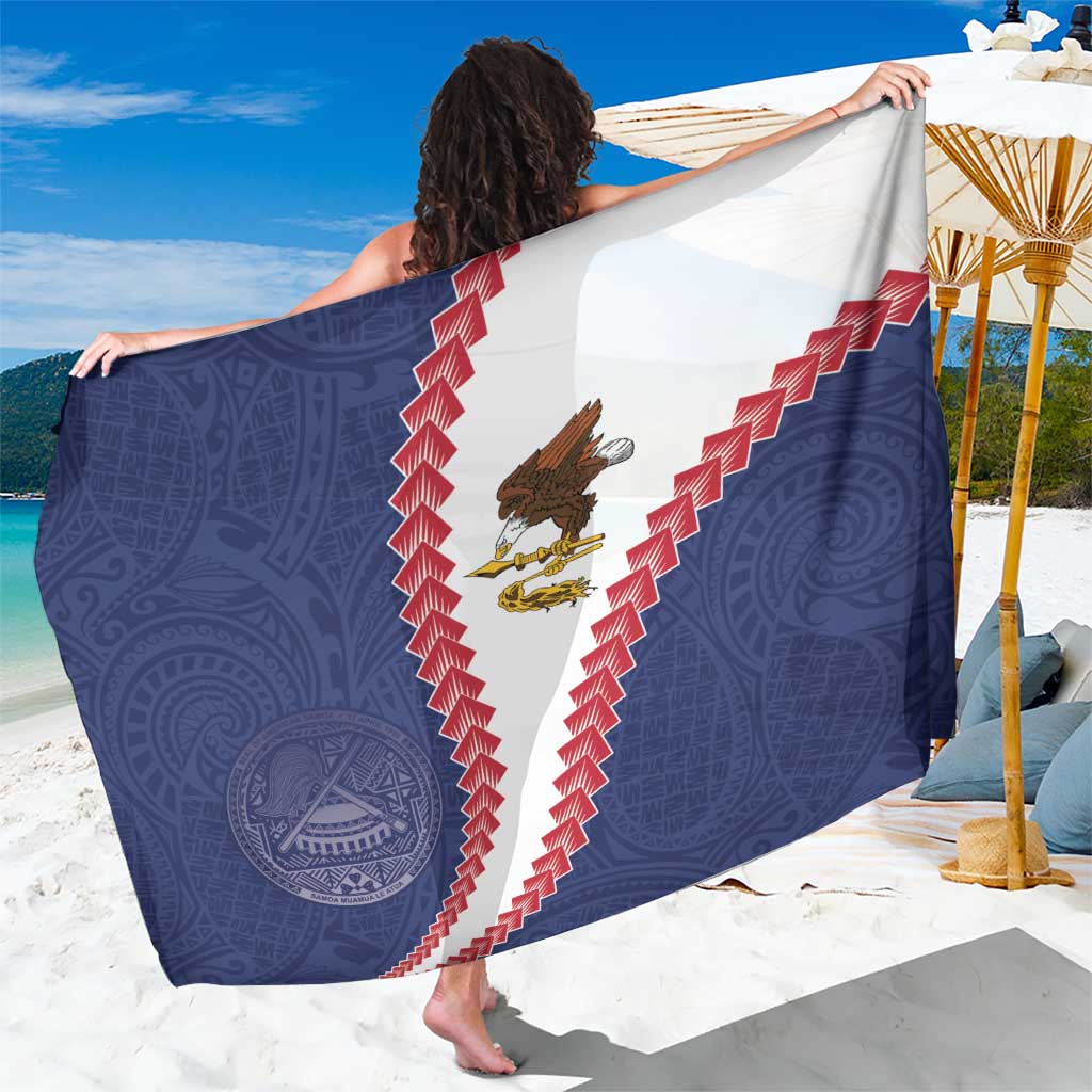 American Samoa Eagle Sarong Polynesian Tribal Pattern Curve Style LT05 One Size 44 x 66 inches Blue - Polynesian Pride