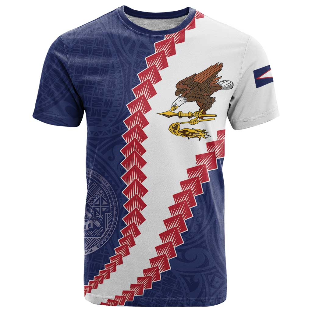 American Samoa Eagle T Shirt Polynesian Tribal Pattern Curve Style LT05 Blue - Polynesian Pride