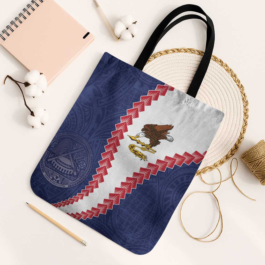 American Samoa Eagle Tote Bag Polynesian Tribal Pattern Curve Style LT05 Black Strap One Size Blue - Polynesian Pride