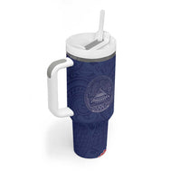 American Samoa Eagle Tumbler With Handle Polynesian Tribal Pattern Curve Style LT05 - Polynesian Pride