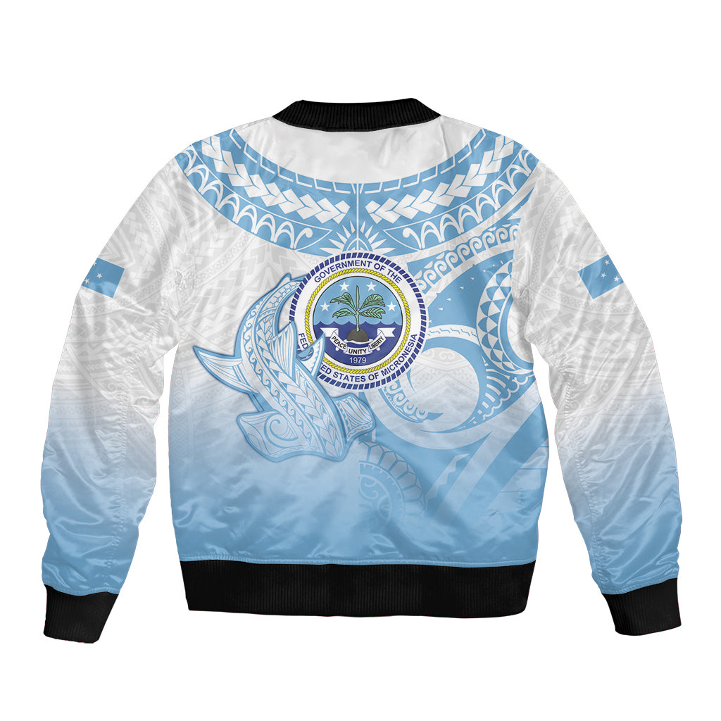 Micronesia Constitution Day Sleeve Zip Bomber Jacket Polynesian Tribal Tattoo Simple Style LT05 - Polynesian Pride