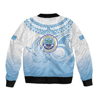 Micronesia Constitution Day Sleeve Zip Bomber Jacket Polynesian Tribal Tattoo Simple Style LT05 - Polynesian Pride