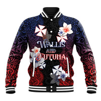 Wallis and Futuna Uvea Baseball Jacket Victory Day With Frangipani LT05 Unisex Black - Polynesian Pride
