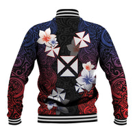Wallis and Futuna Uvea Baseball Jacket Victory Day With Frangipani LT05 - Polynesian Pride