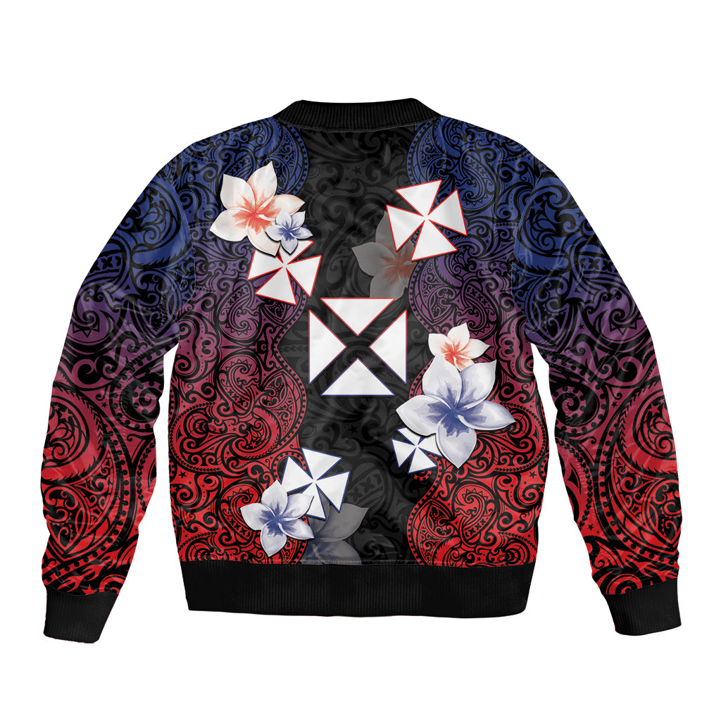 Wallis and Futuna Uvea Bomber Jacket Victory Day With Frangipani LT05 - Polynesian Pride