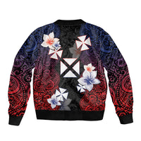 Wallis and Futuna Uvea Bomber Jacket Victory Day With Frangipani LT05 - Polynesian Pride