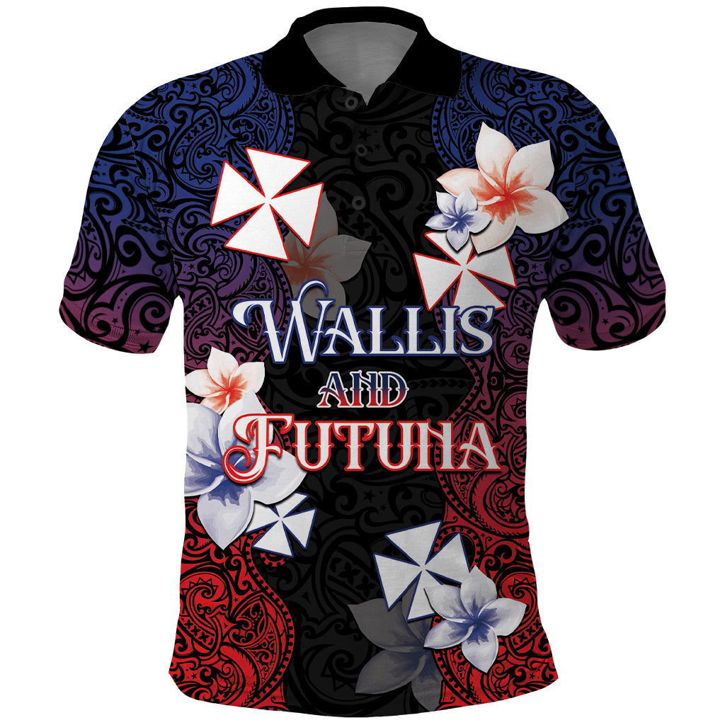 Wallis and Futuna Uvea Polo Shirt Victory Day With Frangipani LT05 Black - Polynesian Pride
