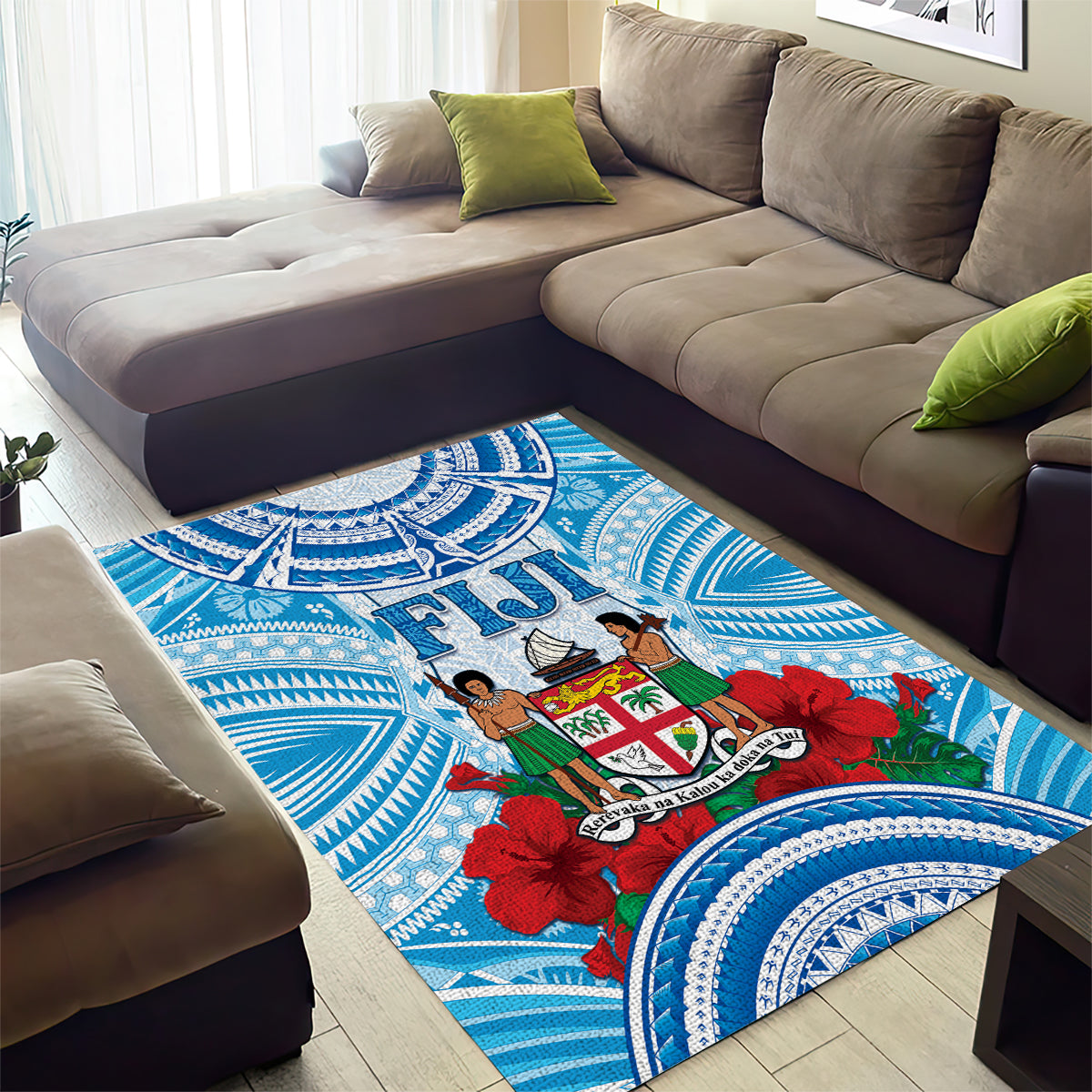 Fiji Ratu Sir Lala Sukuna Day Area Rug Hibiscus Tapa Pattern LT05 - Polynesian Pride