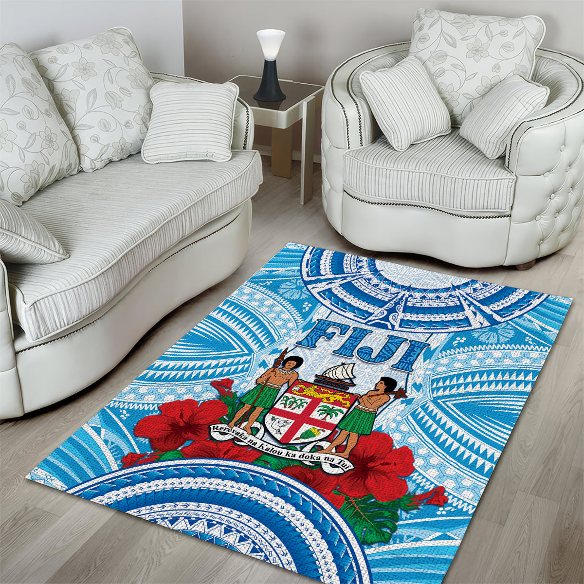 Fiji Ratu Sir Lala Sukuna Day Area Rug Hibiscus Tapa Pattern LT05 - Polynesian Pride