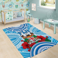 Fiji Ratu Sir Lala Sukuna Day Area Rug Hibiscus Tapa Pattern LT05 - Polynesian Pride
