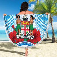 Fiji Ratu Sir Lala Sukuna Day Beach Blanket Hibiscus Tapa Pattern LT05 - Polynesian Pride