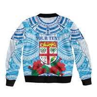 Personalised Fiji Ratu Sir Lala Sukuna Day Bomber Jacket Hibiscus Tapa Pattern LT05 - Polynesian Pride