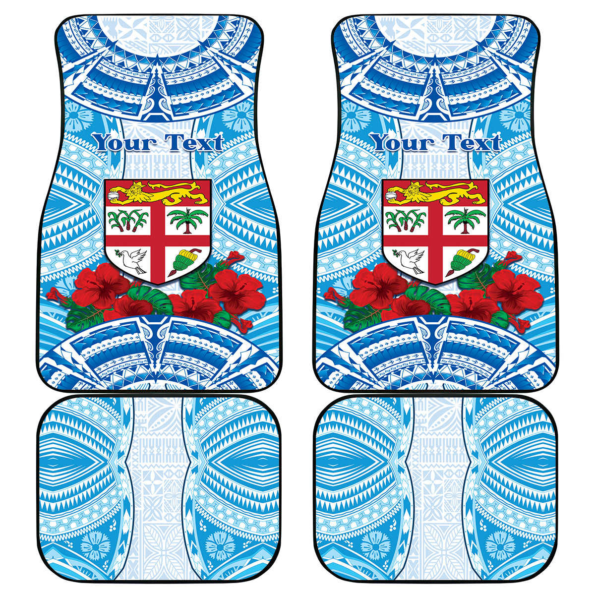 Personalised Fiji Ratu Sir Lala Sukuna Day Car Mats Hibiscus Tapa Pattern LT05 - Polynesian Pride