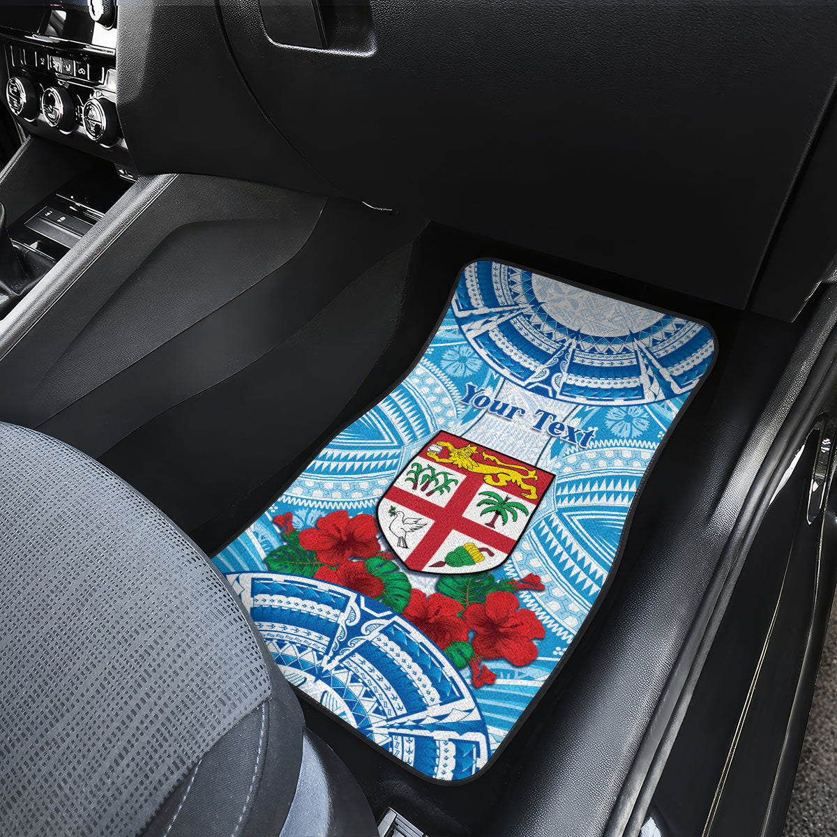 Personalised Fiji Ratu Sir Lala Sukuna Day Car Mats Hibiscus Tapa Pattern LT05 - Polynesian Pride